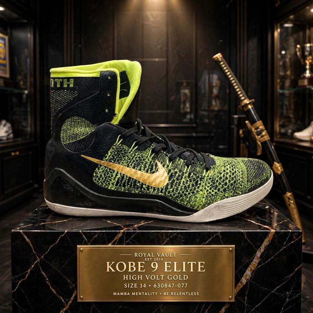 SIZE 14 Nike Kobe 9 IX Elite High Volt Gold Black 630847-077 Mamba Size 14